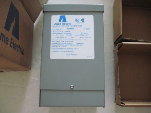 ACME ELECTRIC T253010S Transformer, Multi Purpose, 1 Phase, 1kVA, 120/240V Out