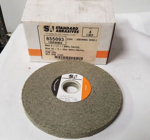 4 Pcs Standard Abrasives 6&#034; x 1/2 x 1&#034; Disc Scotch Hole 855093 Deburring Wheel