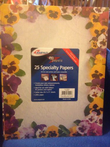 Ampad Specialty Paper &#034;Pansies&#034; 8 1/2&#034; x 11&#034; PC Printers Copiers 24lb. Paper NIP