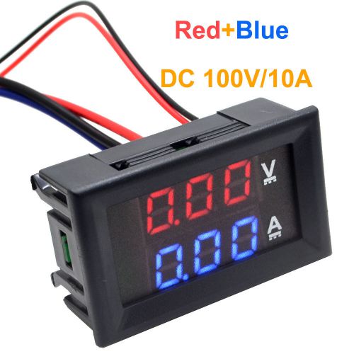 5pcs/lot LED DC 0-100V 10A Dual display  Digital Voltmeter  Ammeters Panel Amp