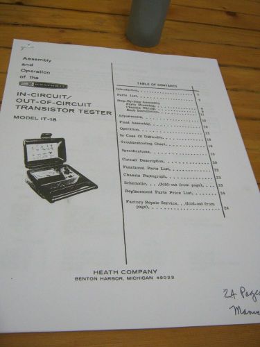 Vintage HEATHKIT Model IT-18 Transistor Tester - TESTED w/PNP