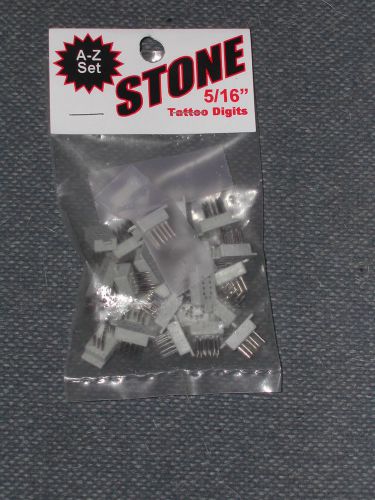 Stone Tattoo Digits Set 5/16&#034; Complete Alphabet Letters A-Z Metal w/Plastic NEW