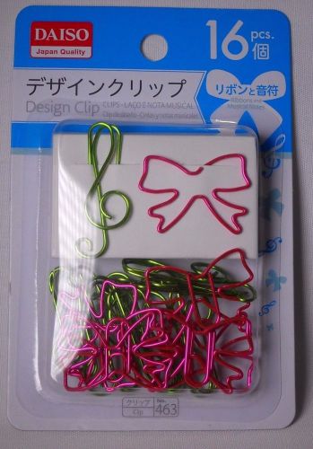 Design clip, pink ribbon and green musical notes g clef treble clef 16 pcs for sale