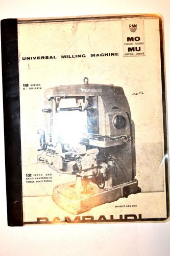 RAMBAUDI UNIVERSAL MILLING MACHINE MO &amp;  MU SPARE PARTS &amp; INSTRUCTION BOOK RR714