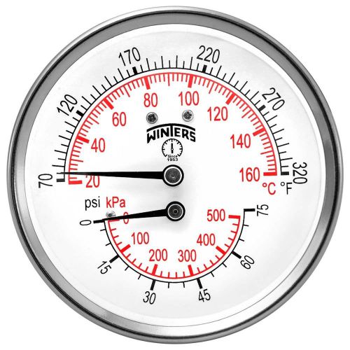 Winters ttd402 steel dual scale tridicator thermometer w/2&#034; stem, 3&#034;dial display for sale