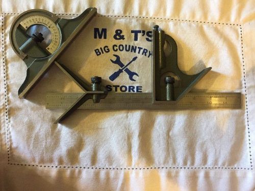 Mitutoyo Combination Square, Center, 12&#034; Scale, Reversible Protractor 180-501