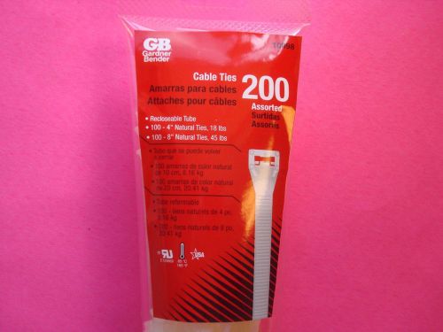 100 8&#034; 100 4&#034; GARDNER BENDER NYLON CABLE ZIP TIES WIRE HOSE RECLOSEABLE TUBE