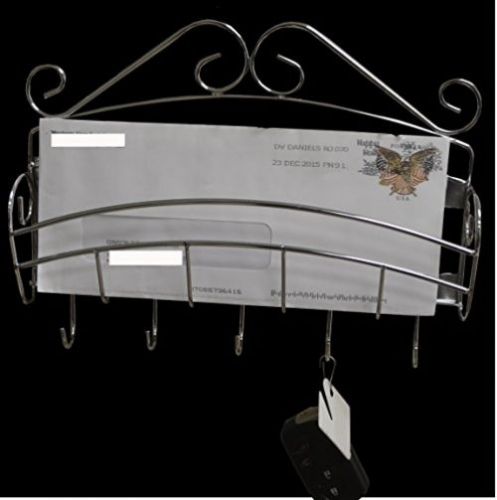 Magnetic Chromed Letter Rack W/5 Keys Holder. 10.5 W X 2 D X 8 H