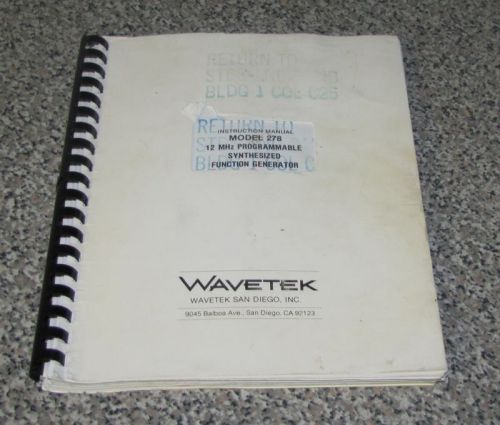 WAVETEK 12 MHZ PROG FUNCTION GEN 125  MANUAL