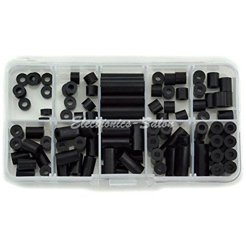 Electronics-salon black nylon round spacer assortment kit for m3 screws plast... for sale