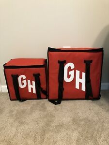 GrubHub Insulated Delivery Bag Set Large and Small Pizza Bags