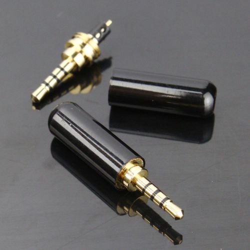 2pcs 4 pole 2.5mm male repair headphone jack plug metal audio soldering black for sale