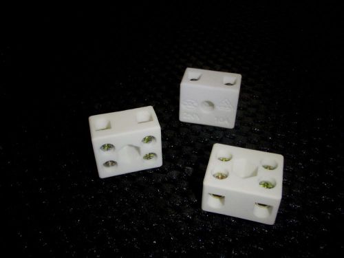 2PC CERAMIC HIGH TEMP 2 POLE 50 AMP TERMINAL BLOCK STRIP CP-02P-50A