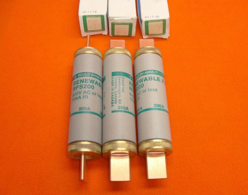 3 Lot NEW Gould Shawmut RFS200 Renewable Link Fuse RFS 200 Amp 600 Volt AC RES