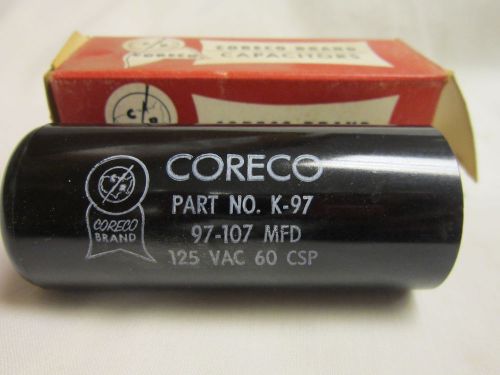 CORECO MOTOR START CAPACITOR 97-107MFD 125 VAC NIB