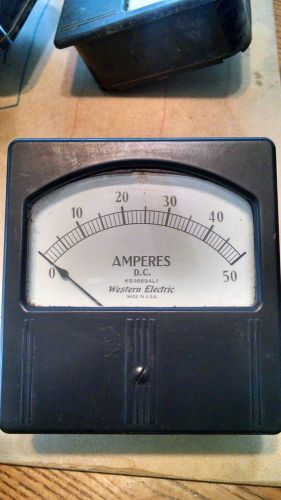 Western Electric DC Square Panel Meter Ammeter Amp Meter Amperes 0-50 Amperes