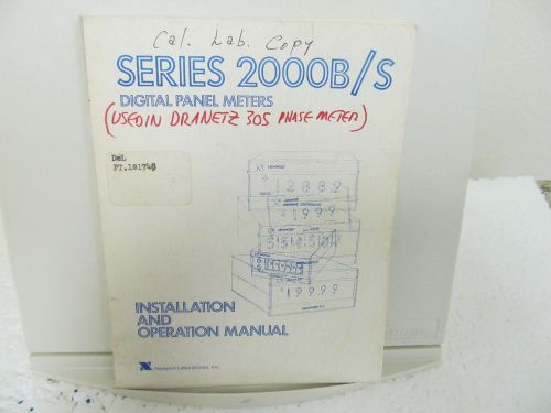 Newport Labs 2000B/S Digital Panel Meters Installation/Operation Manual w/schem.