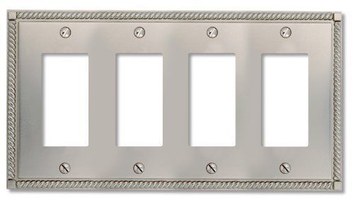 NEW Amerelle 54R4N Georgian Cast Metal Four Rocker/GFCI Wallplate  Satin Nickel