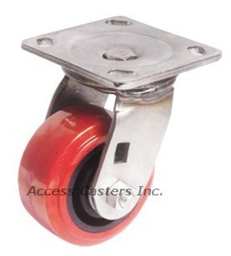 6PSSPS 6&#034; x 2&#034; Stainless Steel Swivel Caster Polyurethane Wheel, 900 lb Capacity