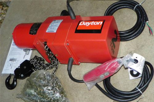 New dayton electric chain hoist 2 ton 15ft lift 8fpm 3yb89g voltage 230/460 for sale