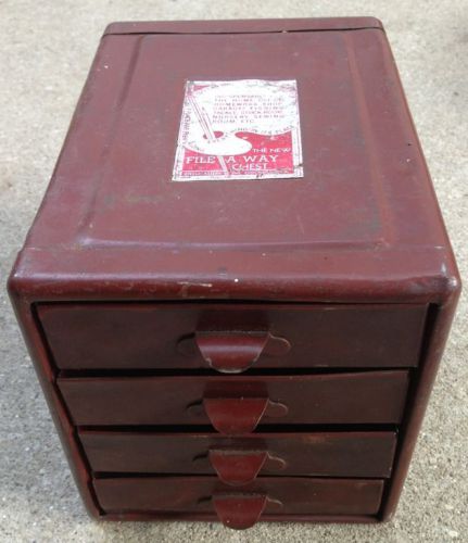 Vintage Industrial Metal File A Way Chest Cabinet Steel Master Chicago Burgundy