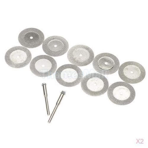 2x 10pcs 30mm Diamond Cut Off Disc Wheel Rotary Tool w/ Two Mandrel Arbor #05260