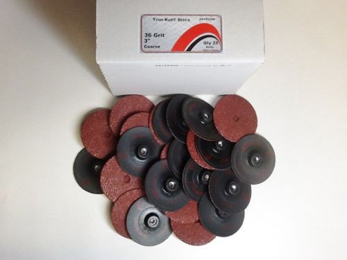 Box of 25 Genuine Gemtex Trim Cut 3&#034; trimable abrasive discs 36 grit