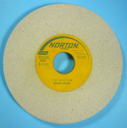 NORTON SURFACE GRINDING WHEEL 7&#034; x 1/2&#034; x 1-1/4&#034; WHITE 32A60-H8VBE 3600 RPM NEW