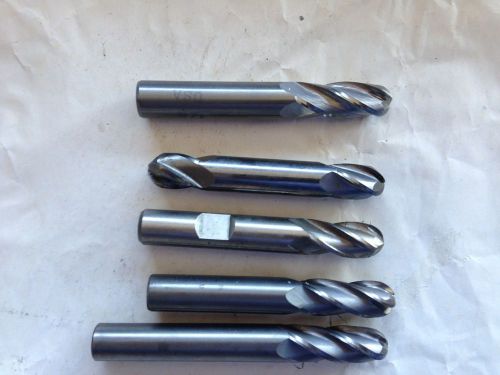 Set of Five - 3/8&#034; Solid Carbide Ball End Mills