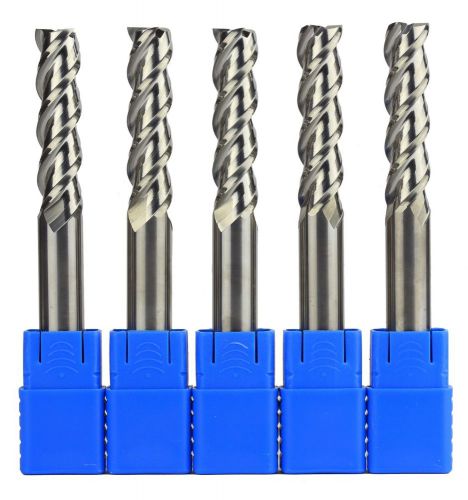 1/2 Long Carbide Endmill for Aluminum | 3 flute Center Cutting 5 PCS