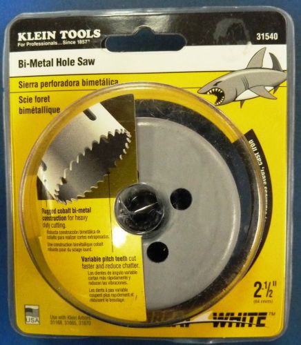 KLEIN 31540 2-1/2&#034; Great White Bi-Metal Hole Saw f/ Metal Plastic &amp; Wood, NEW