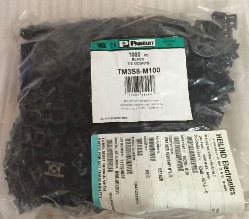 1000 pc, Panduit Black Tie Mounts TM3S8M100, TM3S8-M100, #8 (m4) Screw #130B4