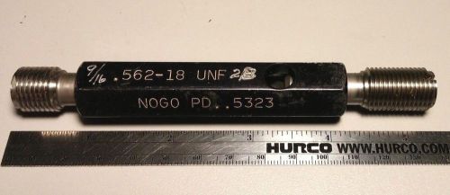 9/16 18 UNF 2B LEFT HAND THREAD PLUG GAGE MACHINIST MACHINE TOOLING .5625 LH