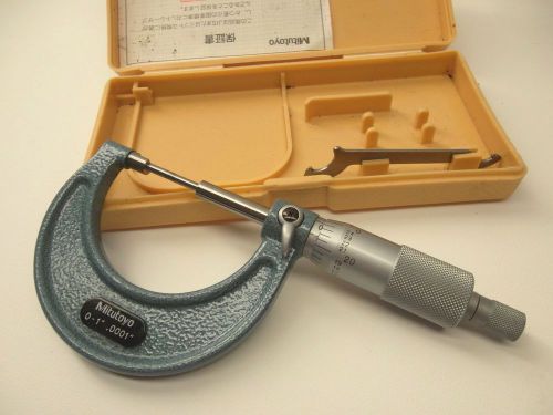 Mitutoyo 111-166 Spline Micrometer, Ratchet Stop, 0-1&#034; Range, 0.0001&#034;