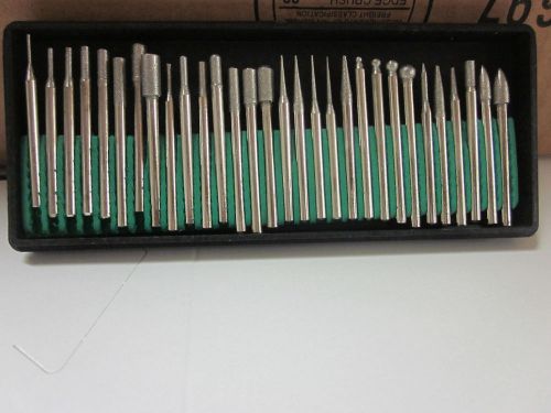 240-grit 30pc 1/8&#034; shank diamond burr set 4 dremel rotary tools ball point round for sale