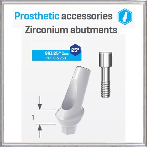 DENTAL IMPLANTS ANGULAR 25° ZIRCONIUM ABUTMENT,1mm TOP QUALITY DENTAL BIO-EFFECT