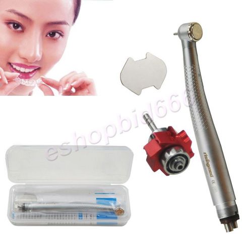 Denta High Speed Handpiece Knurled Large Torque Push Button 3 Water Spray 4 Hole