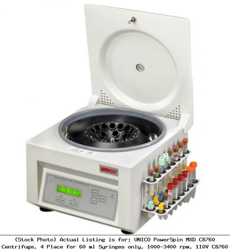 UNICO PowerSpin MXD C8760 Centrifuge, 4 Place for 60 ml Syringes only, 1000-3400