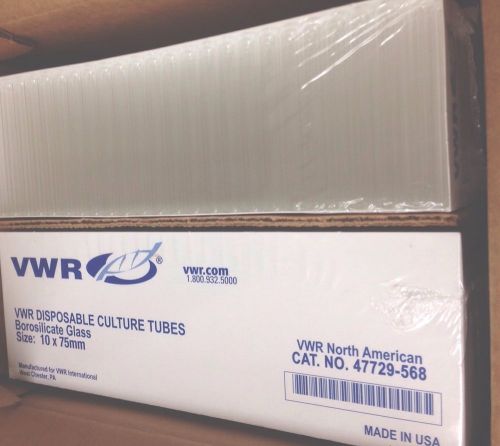 VWR #47729-568 DISPOSABLE CULTURE TUBES 10 x 75mm. 250/PK.NIB