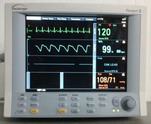 Datascope Passport 2 ECG Patient Monitor_Masimo Finger Probe_Critikon_Warranty