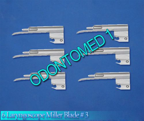 6 miller laryngoscope blades # 3 surgical emt anesthesia for sale