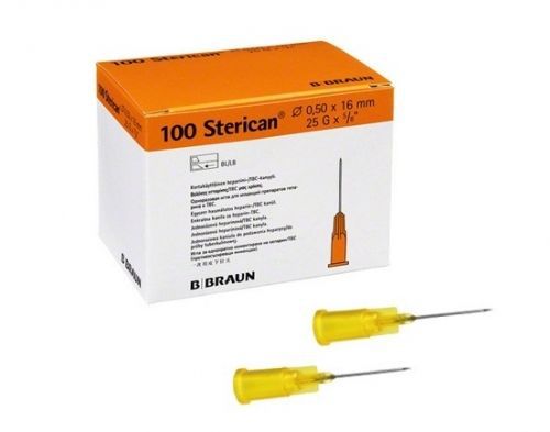 Bbraun sterican 25g x 5/8 inch orange hypodermic needle (box of 100) for sale