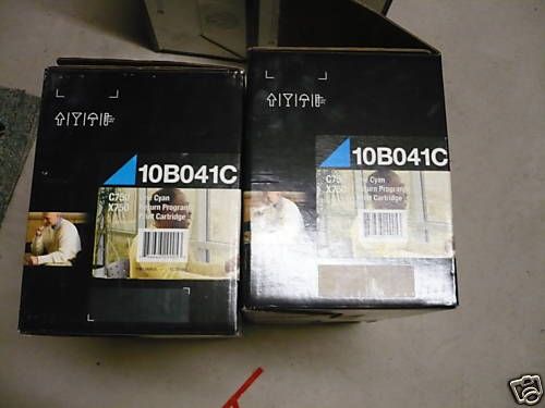 Lot of 2 New OEM Lexmark 10B041C Cyan Toner Cartridges