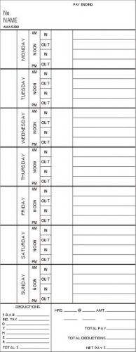 Time Card Acroprint 150 Weekly Single Sided Timecard AMA5200 Box of 1000