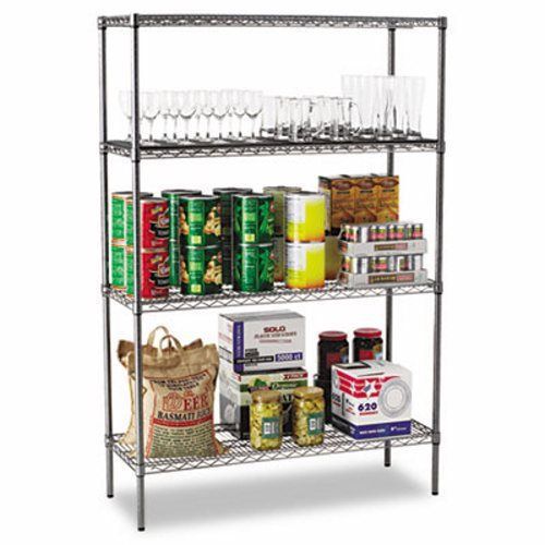 Alera Wire Shelving Kit, 4 Shelves, 48w x 18d x 72h, Anthracite (ALESW504818BA)