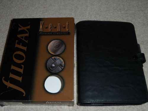 NEW KENT PERSONAL FILOFAX ORGANISER BLACK FAUX LEATHER IN BOX WITH PEN
