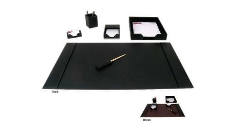 Desk Set Leather Men Women Professional Home Office Work Black Brown Accessory 6