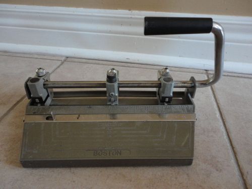 Vintage Boston Heavy duty 3 hole paper punch Vintage art deco desk piece