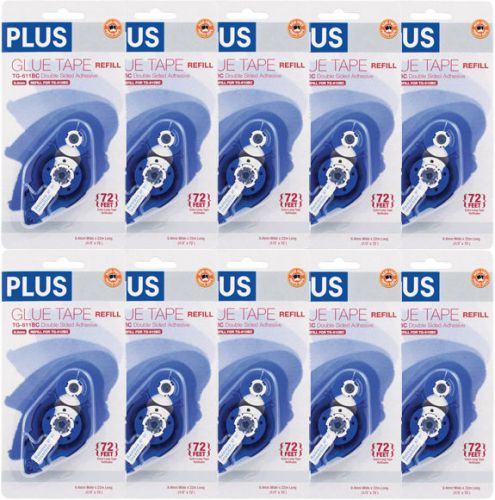 10 of plus glue tape adhesive permanent refill cartridge 1/3&#034; x 72&#039; tg-611bc for sale