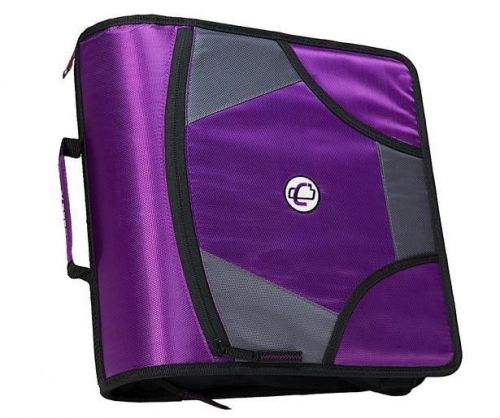 New Case-it XL 3 Ring D-Ring 4 INCH Zipper Binder with 5-Tab File Folder, PURPLE